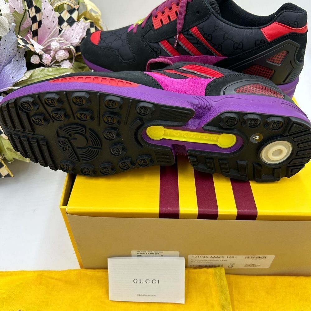 Men’s Gucci X Adidas ZX 8000 GG monogram sneakers size 13 made in Italy - Picture 10 of 11
